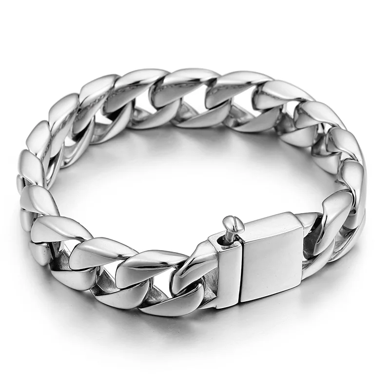 Kalen Trendy 22cm Long Link Chain Bracelet Men High Polished Stainless Steel Hand Brecelet Male Fashion Jewelry Gifts | Украшения и