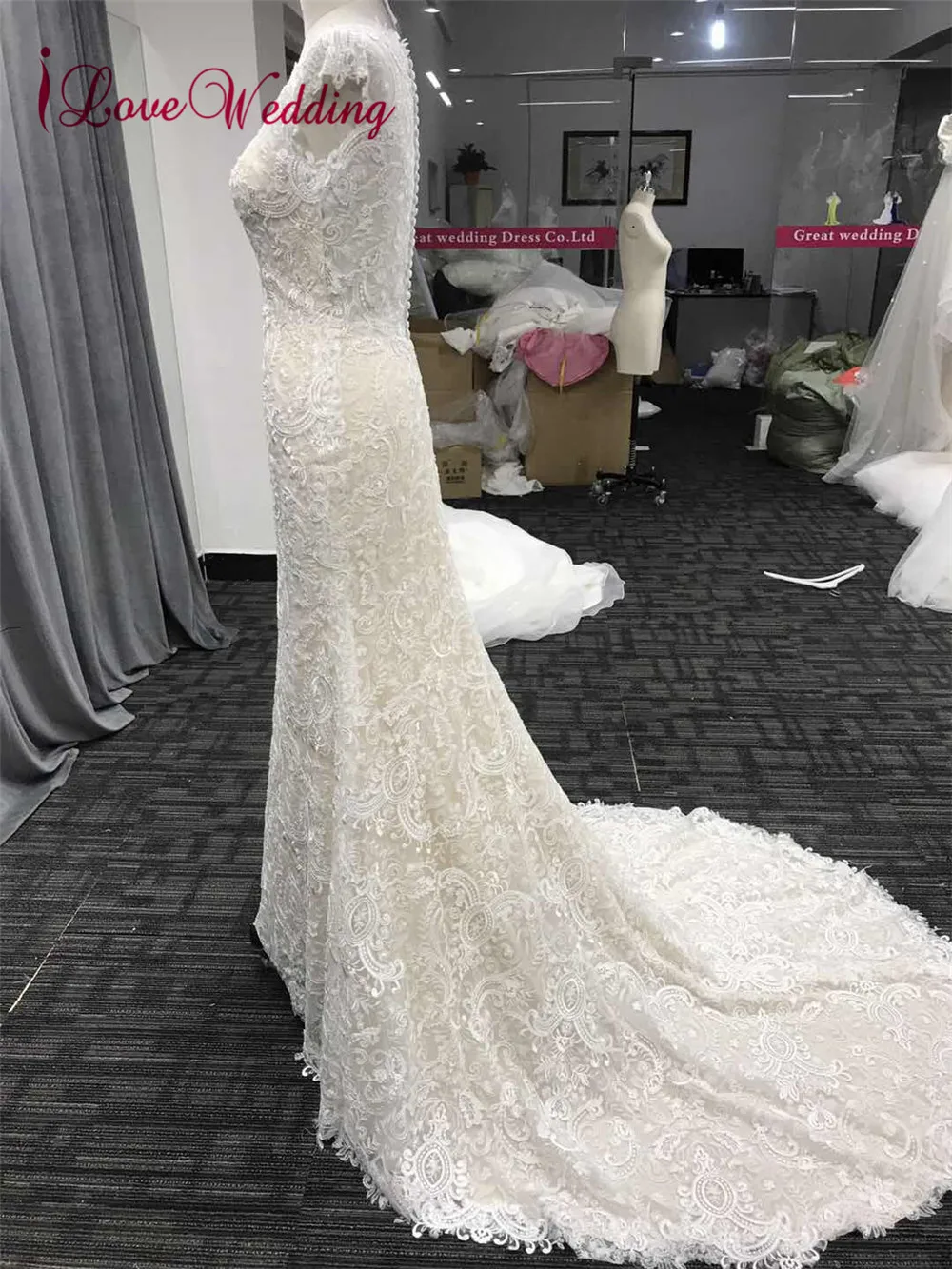 ILoveWedding/длинное кружевное платье в богемном стиле с вышивкой виде Русалочки