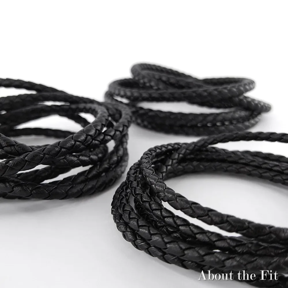 Плетеный шнур из натуральной кожи наппа размеры 4 мм 2 м для изготовления