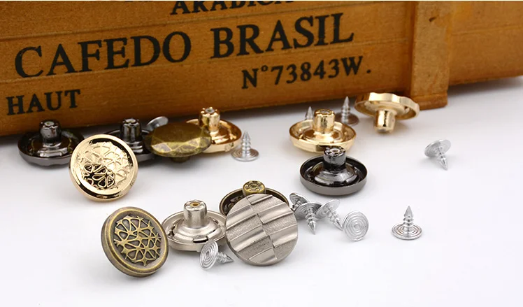 1 пара металлических пуговиц I-Button золотые ковбойские пуговицы для куртки брюк