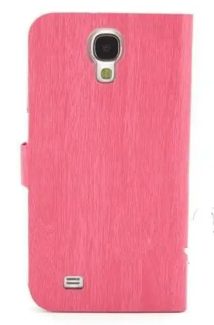 Blue S4 IV i9500 Fashion Wood Bamboo Grain Flip PU Leather Stand Case Skin for Samsung Galaxy |