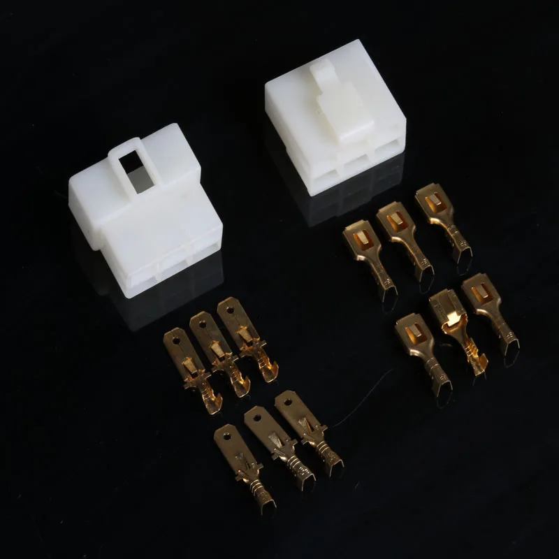 10sets 6.3mm 6pin way automotive motorcycle electrical wire connector male female terminal socket plug for car ebike |