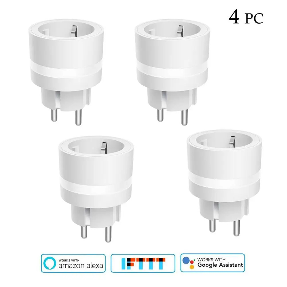 White 4pack WiFi умная розетка с контролем энергии, розетка с вилкой европейского стандарта, таймер со светодиодной подсветкой, переключатель голосового управления, работа Alexa Google IFTTT Smart Life - Цвет: White 4pack