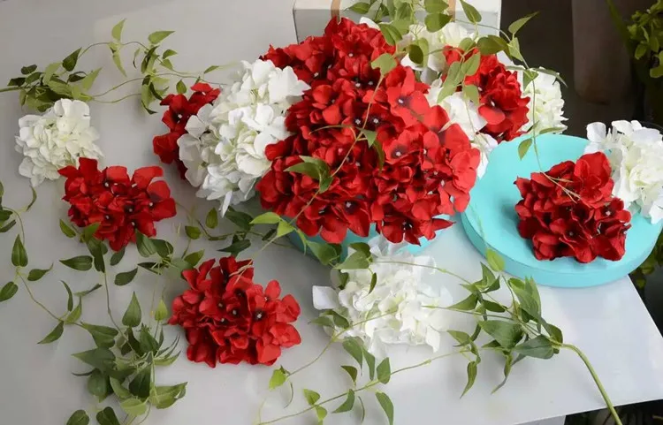 15 см искусственная шелковая Гортензия Цветок голова дома DIY платье головной убор цветок свадебное украшение дорога свинцовый материал стены 3 шт./лот