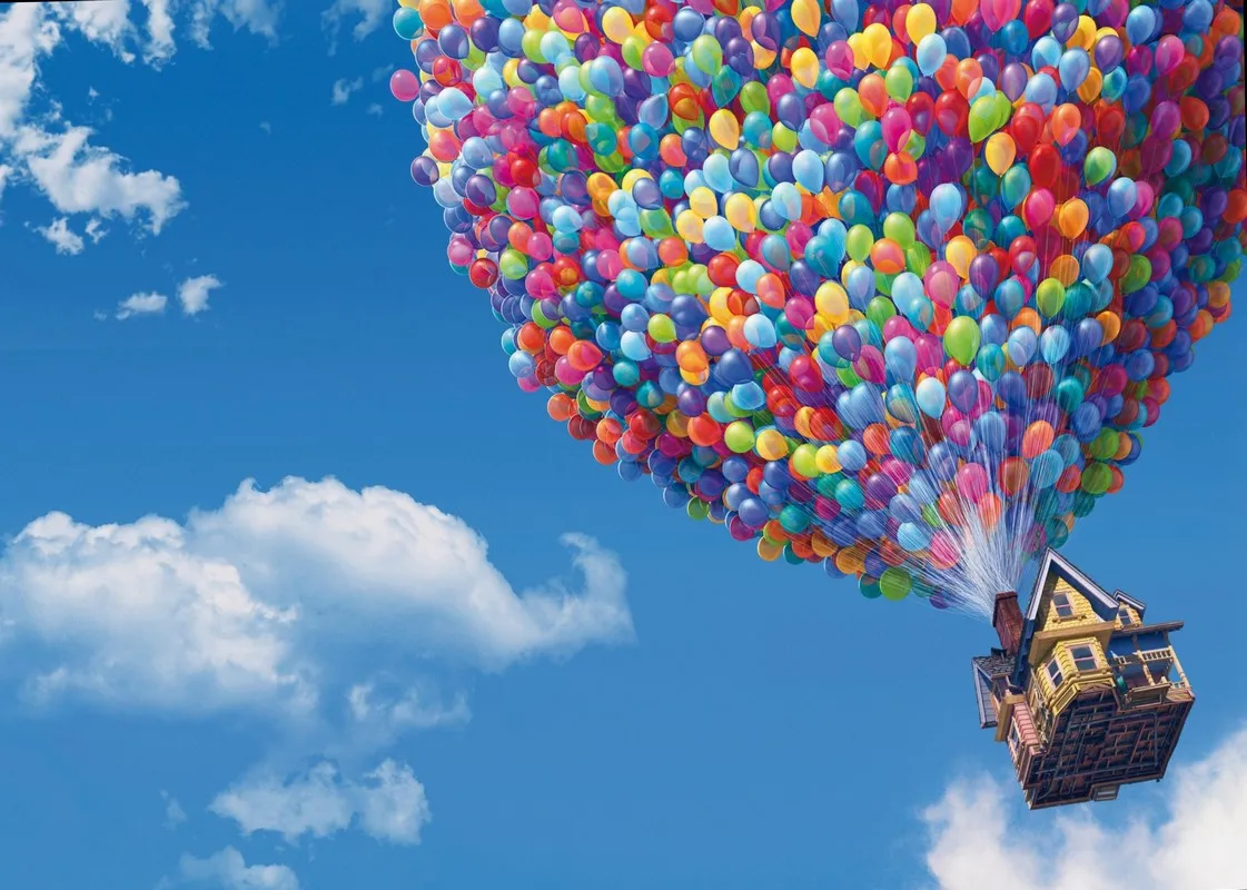 

Fairy Tale Blue Sky And White Cloud Balloon background polyester or Vinyl cloth High quality Computer print wedding backdrop