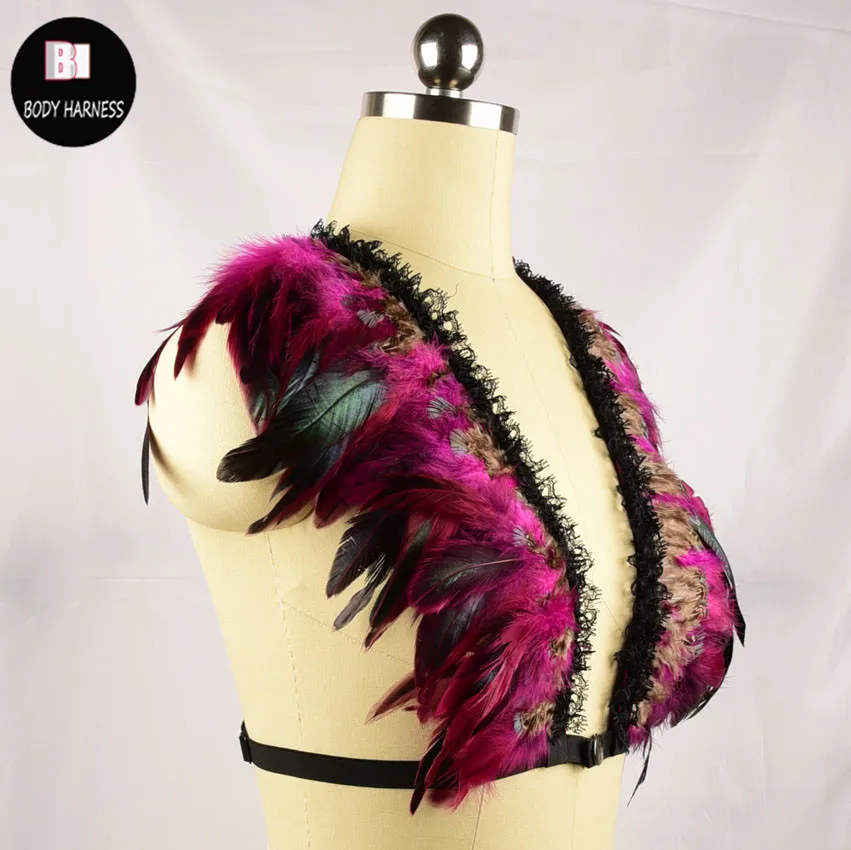 Готический кружевной эполет в виде перьев и крыльев ручной работы стиле