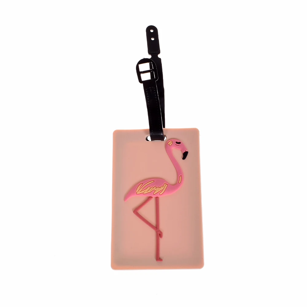 Flamingo 2 1 шт. Милые Силиконовые Багажные Бирки в форме мороженого, фруктов, ярлыки для багажа, имя, адрес, ID, чемодан, этикетки для путешествий, подарки, аксессуары для путешествий - Цвет: Flamingo 2