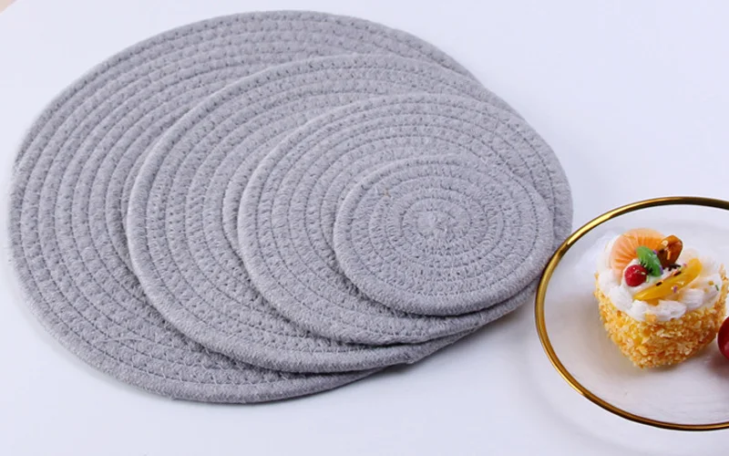 Light grey Обеденный стол подставка под стаканчик кофейная подставка Западный коврик круглые овальные коврики под тарелки ручной работы защита рабочего стола кухонные аксессуары - Цвет: Light grey