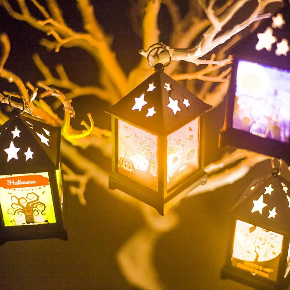 Мини винтажный красочный подвесной фонарь открытая лампа с пламенем ночник