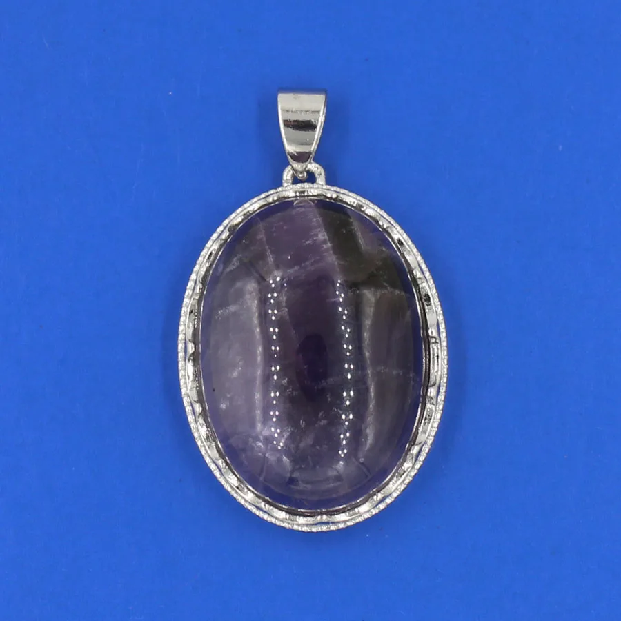 yaye 1pc Amethyst Quartz Stone Aventurine Crystal Oval Shaped Reiki Healing Pendant Silver Plated for Diy Necklace | Дом и сад