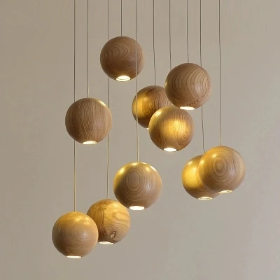 modern Solid wood hanging pendant lights Nordic creative minimalist living room deco lamp Restaurant lighting fixtures | Освещение