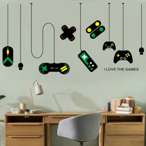 Control Freak Game Controllers Gamer Teenager Retro Boys Wall Art Sticker Decal | Дом и сад