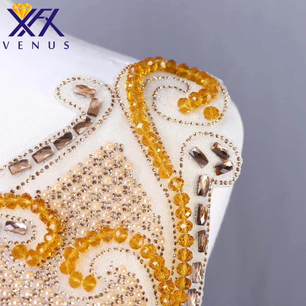 XFX VENUS 5 шт. блестящее платье ручной работы Стразы с вышивкой аппликация лифа для