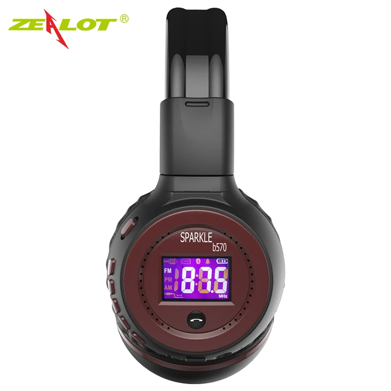 Zealot B570 гарнитура lcd Складная на ухо Беспроводная стерео Bluetooth V4.0 наушники с fm-радио TF карта MP3 для смартфона