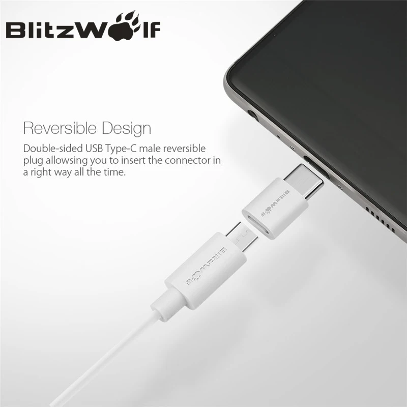 Адаптер Micro USB BlitzWolf переходник типа C Папа мама для мобильных телефонов Xiaomi 2