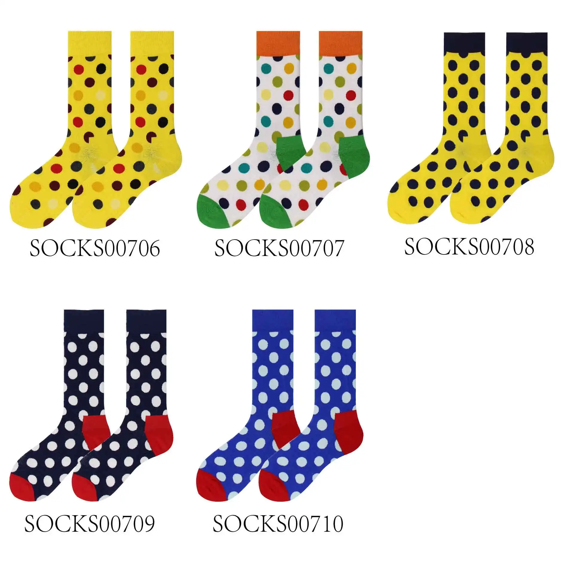 5pairs070607080910 Счастливые носки весна лето осень пара чесаные хлопковые запасы Красочный Узор в горошек дышащий Свадебный костюм путешествия Вечерние - Цвет: 5pairs070607080910