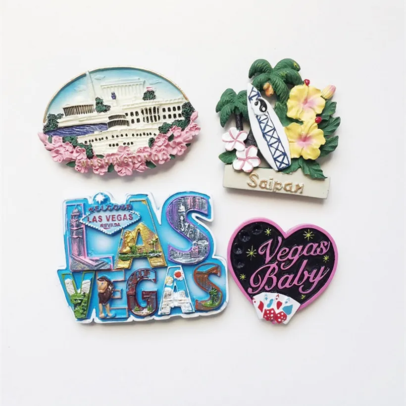 

New Arrival USA Fridge Magnets New Jersey/Las Vegas/Saipan City Travel Refrigerator Magnetic Stickers Tourist Souvenir