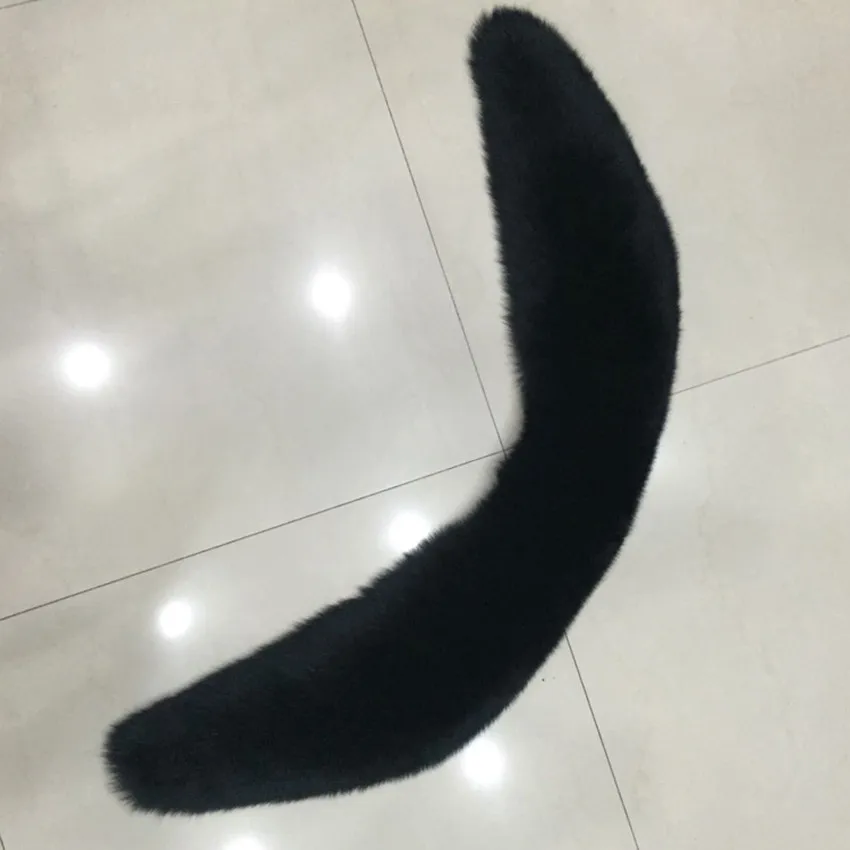 Воротник из натурального Лисьего меха унисекс черный пушистый зимний шарф 80 100 см