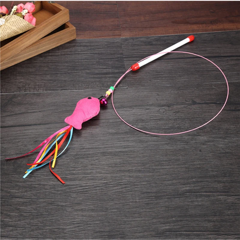 Форма рыбы игрушки для домашних животных кошек с колокольчиком забавная палочка