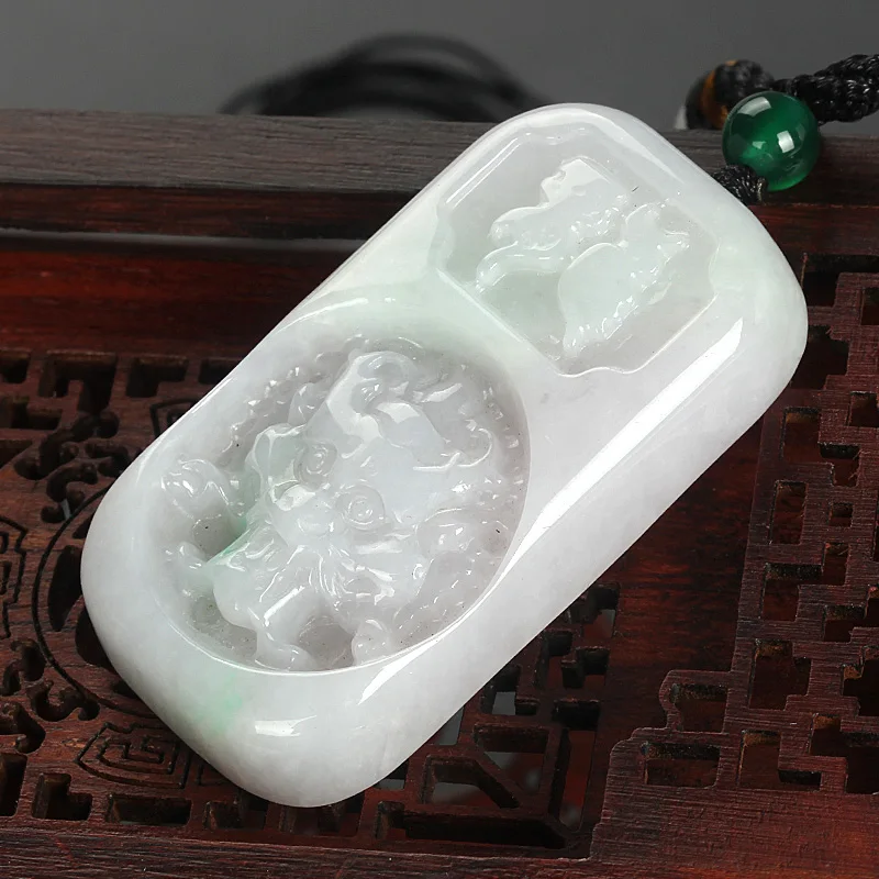 Природные фиолетовый Jade Кулон Зодиака кран официальной анти злодей зло лаки|pendant