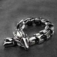 high quality dragon black vintage punk bracelet for men stainless steel fashion jewelry hippop street culture mygrillz