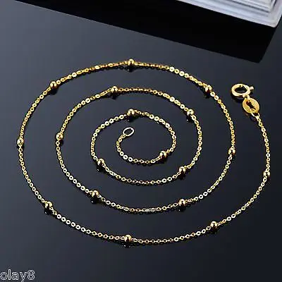 Мода Au750 Чистая 18K цепочка из желтого золота для женщин 1 мм o образное ожерелье