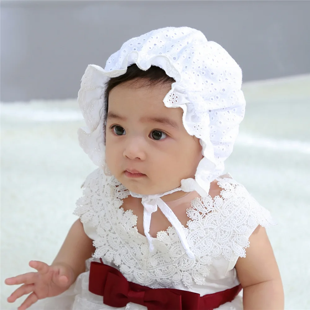 Fashion Lace Baby Cap for Girls Newborn Photography Props Kids Hat Summer Cotton Bonnet Infant Access | Детская одежда и обувь