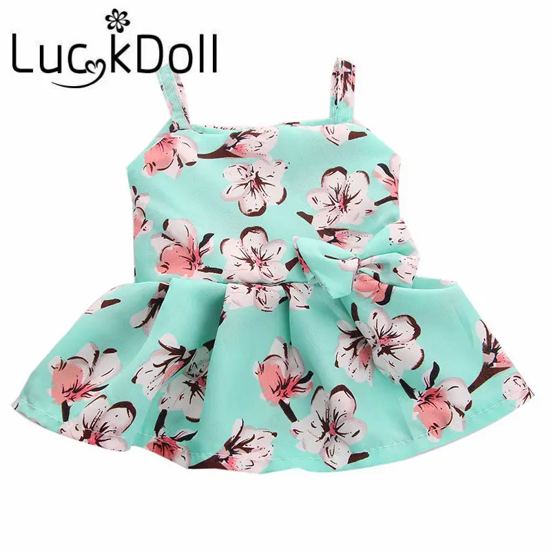 Платье на бретельках LUCKDOLL с цветочным принтом и бантом 18 дюймов американская