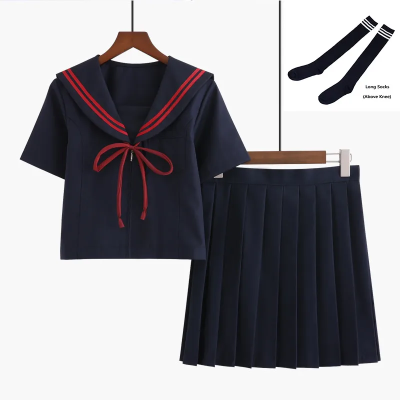 Short Set With Socks Uhyd Seifuku школьная форма аниме косплей матросские Костюмы Школьная девушка JK Униформа топ+ юбка+ галстук S-XXL - Цвет: Short Set With Socks