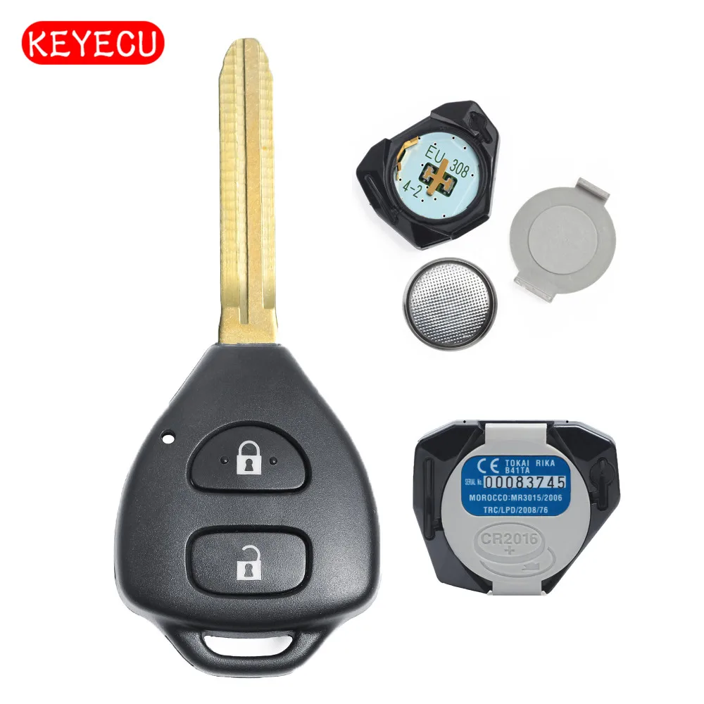 Keyecu дистанционного брелок 2 кнопки 433 МГц 4D70 чип для Toyota Yaris 2005 2006 2007 2008 2009 2010 2011