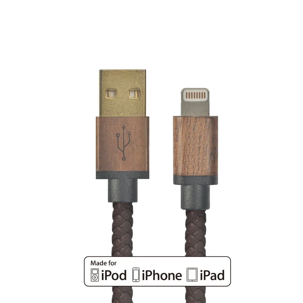 CACOY MFI сертифицированная 60 см Кожаный Кабель с разъемом Lightning к порту USB кабель для зарядки для iPhone Xs/X/8/8 Plus/7/7 Plus