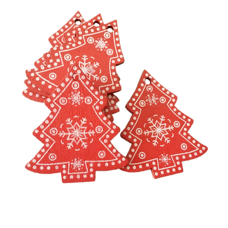Red tree A 10 шт. рождественские деревянные подарки любовь, сердце, звезды, елочные подвесные украшения, рождественские украшения для дома, год Noel Navidad - Цвет: Red tree A