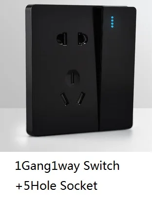 1GANG1WAY 5HOLE Настенный выключатель темно-черного цвета, 1 канал, 1 канал, 2 канала, 2 канала, 1 канал, многоходовой, 3 банды, 2 канала, 4 канала, 1 канал, выключатель, светодиодный светильник, Бескаркасный - Цвет: 1GANG1WAY 5HOLE