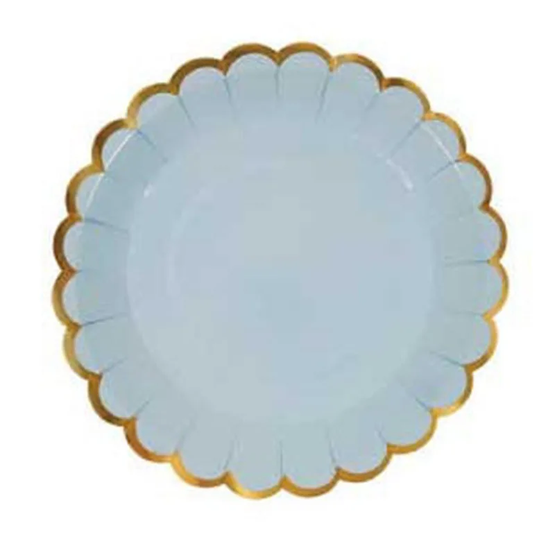 7in blue plate 8 шт. 7 дюймов розовый синий день рождения Свадебная вечеринка Принадлежности Декор блюдо для торта одноразовые бумага "Принцесса" тарелки Детские невесты душ сувениры - Цвет: 7in blue plate