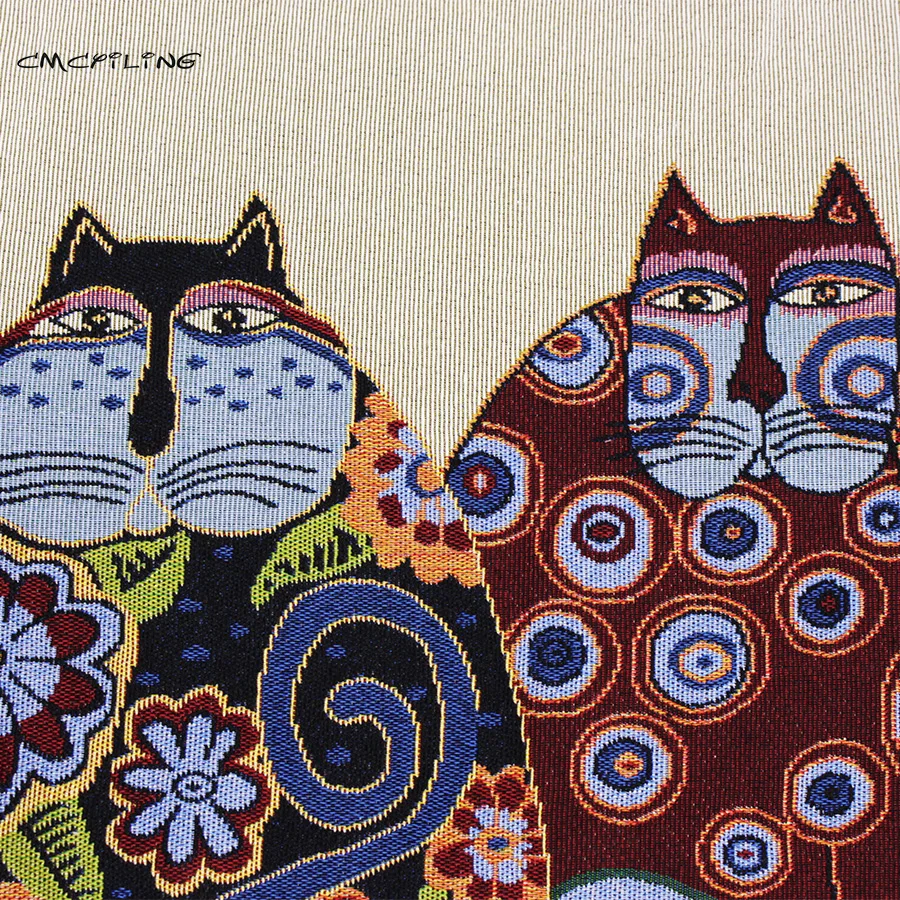 2 шт./лот ткань из полиэстера и хлопка с рисунком милого счастливого кота Ткань