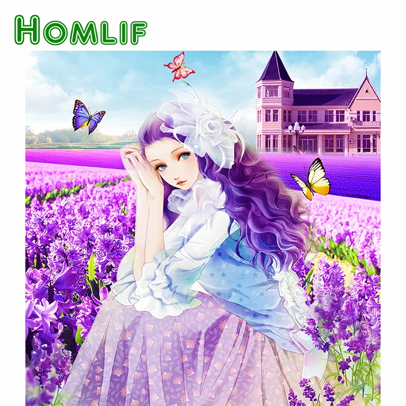 Алмазная 5D картина HOMLIF сделай сам девушка с лавандой алмазная Вышивка крестиком