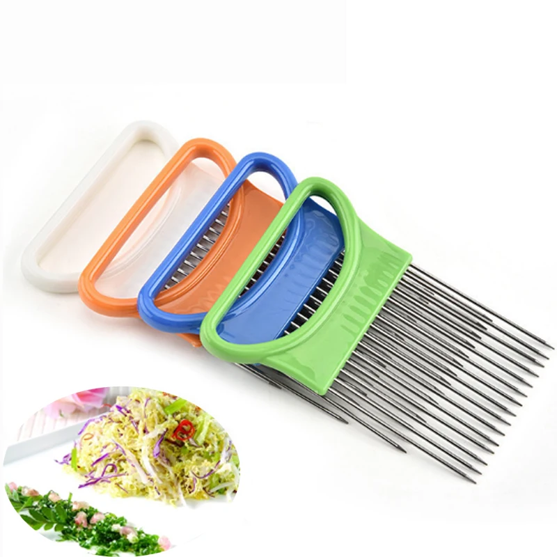 

Easy Cut Onion Holder Fork Stainless Steel +Plastic Vegetable Slicer Tomato Cutter Metal Meat Needle Kitchen Accessories 11