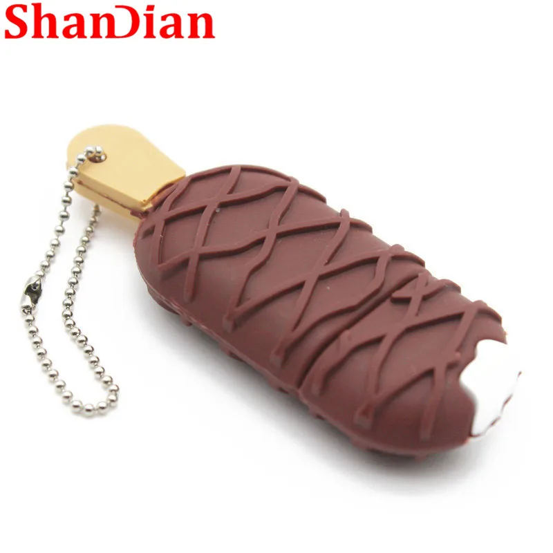 SHANDIAN мультфильм Мороженое Флешка usb флэш-диск 4 ГБ 8 ГБ 16 ГБ 32 ГБ 64GGB USB 2,0 карта памяти U диск подарок с цепочкой