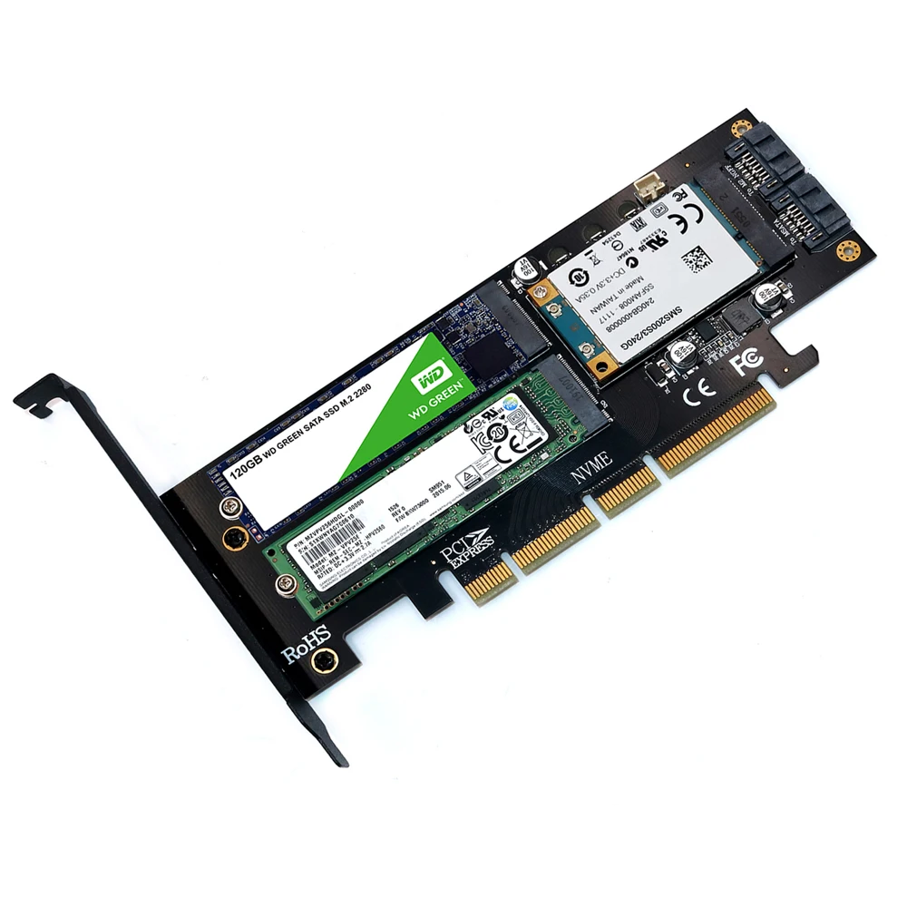 H1111Z NVME M.2 NGFF MSATA SSD PCI Express Райзер карта E PCIE к адаптеру M2 SATA адаптер охлаждение|Платы