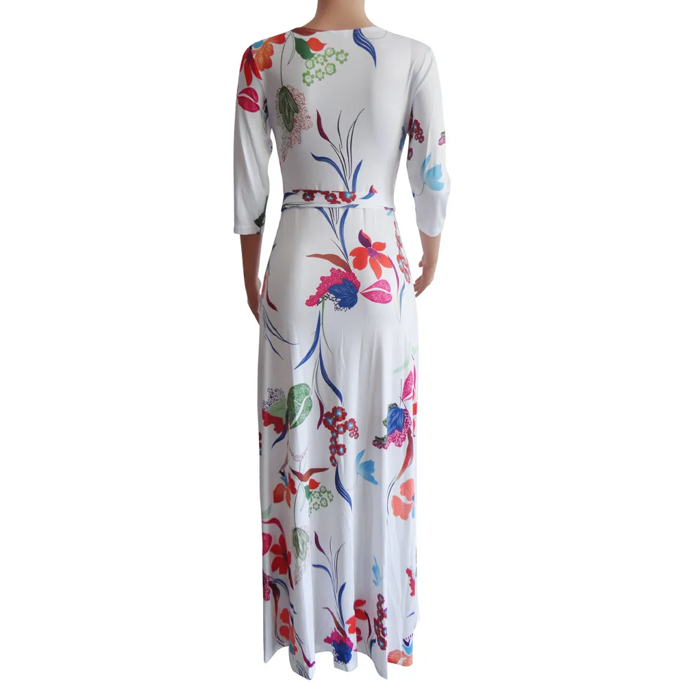 

Women Dress Summer Nice Plus Size Sexy Loose Dress V-Neck Half Sleeve Print Party Beach Bohemian Sashes Dress Fit And Flare