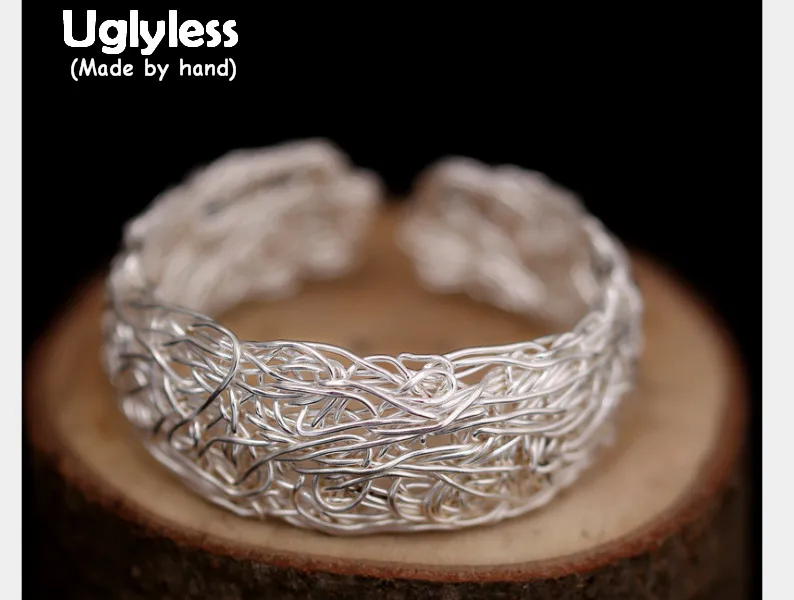 Женские широкие браслеты из чистого серебра 990 изящные запутанные Серебристые