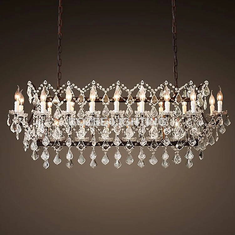 Винтажная Черная Металлическая Свеча люстры освещение Современная хрустальная