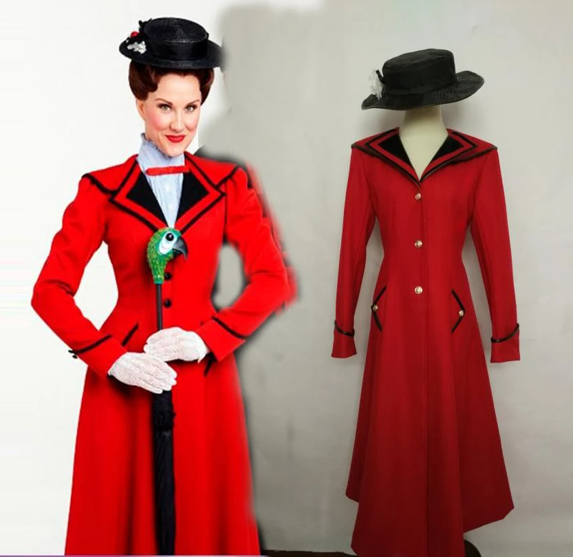 Custimzied Mary Poppins косплей костюм красный пальто с шляпой 11 |