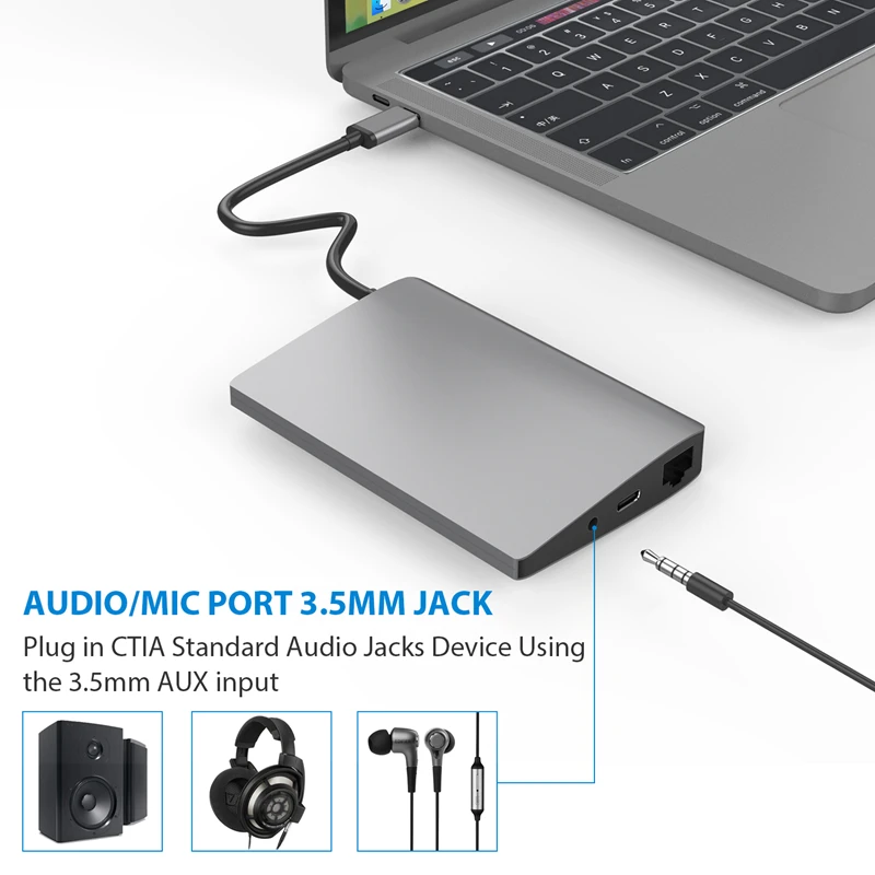 USB C концентратор 3 1 HDMI Ethernet аудио 5 мм с Type PD 0 кардридер адаптер Аксессуары для