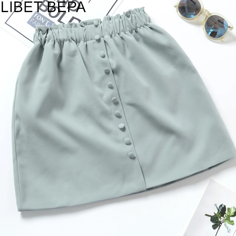 Женская трапециевидная мини юбка на пуговицах повседневная свободная