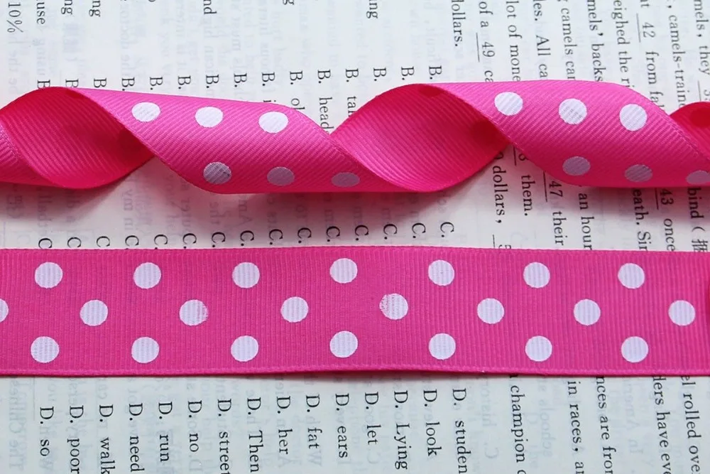 Бесплатная доставка 1 дюйм (25 мм) корсажная лента в горошек с принтом Mei красная