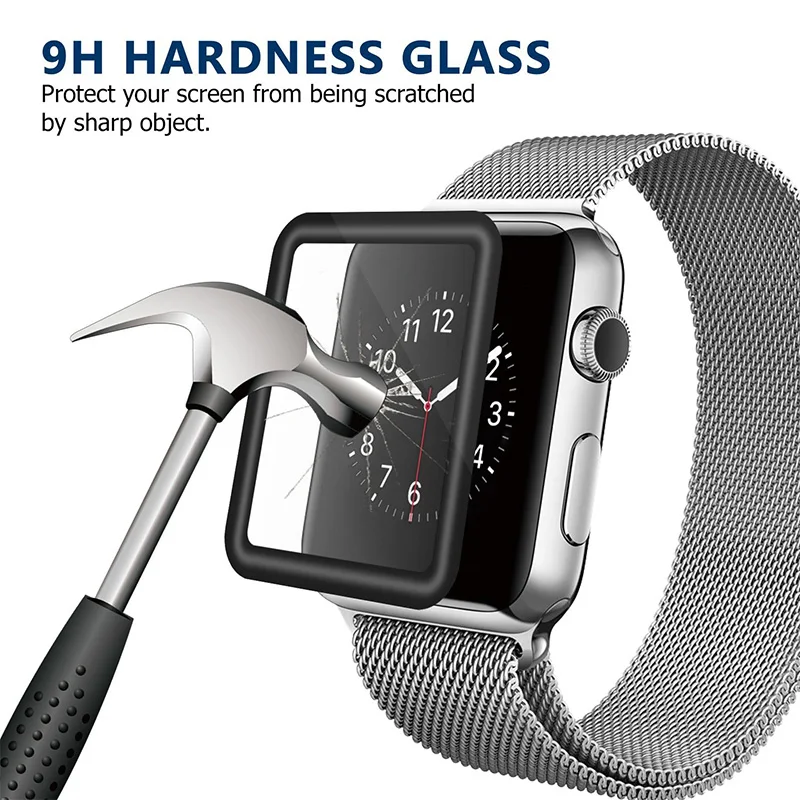 Для iWatch 42 мм 9 H мягкий край 3D полное покрытие из закаленного стекла Защитная пленка для экрана для Apple Watch 42 мм 38 мм серия 3 три 2 два 1