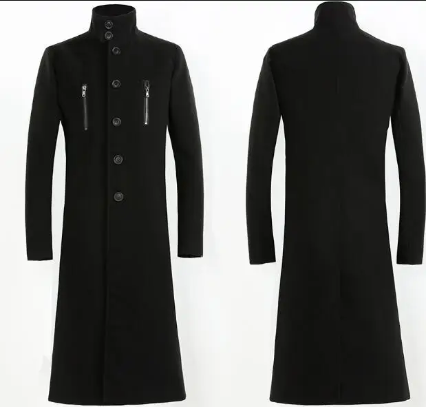 

Men's windbreaker long over the knee winter long long Nizi coat trend Korean version of the self-cultivation temperament collar