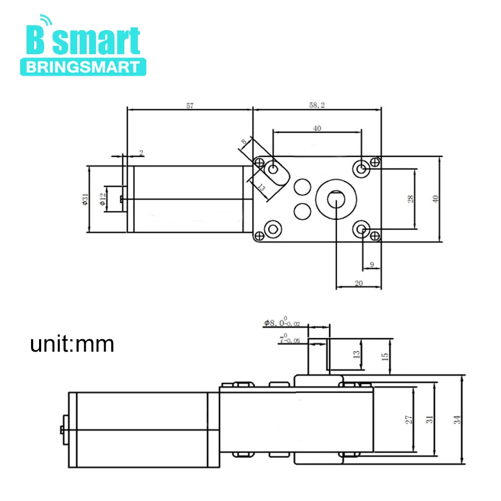 BringSmart A58SW31ZY 12V 27 об/мин червячный мотор-редуктор 60kg. См высокий крутящий момент D вал 12 вольтового источника электропитания постоянного тока с поворотным столом двери с встроенной функцией спуска затвора