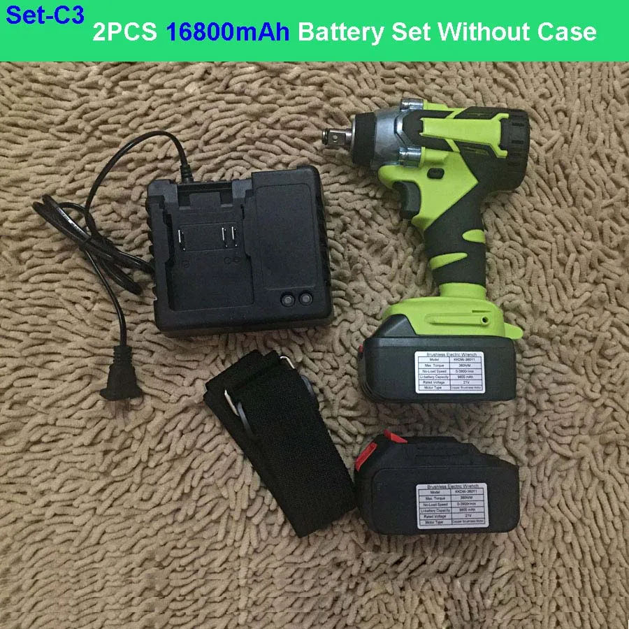 360N/M 16800mah 1/2 бесщеточный крутящий момент беспроводной Hilti Электрический Kress Bort Электроинструмент литиевая батарея автомобильный ударный электрический ключ - Цвет: 2PCS 16800mAh No Box